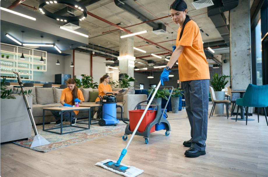 Office Cleaning Team at Work